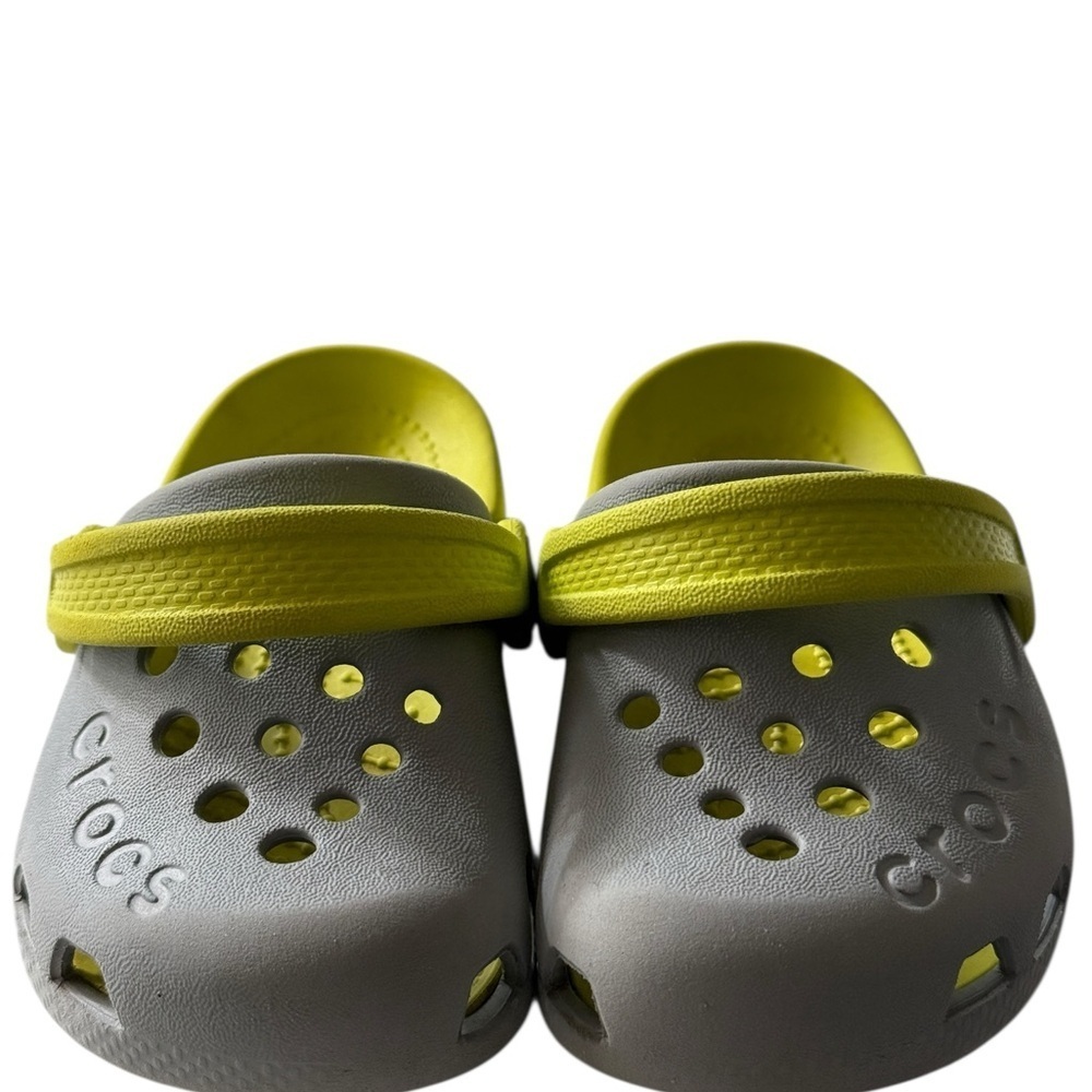 CROCS Baby Gray and Yellow walking water Shoes Size 6 - Picture 7 of 8